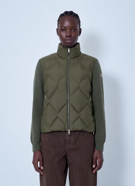 Moncler Wool & Cashmere Padded Zip-Up Cardigan
