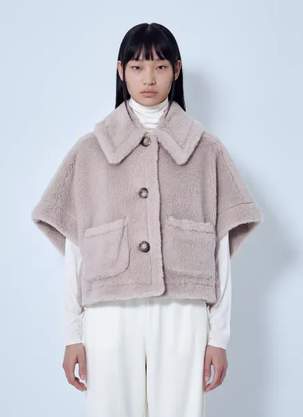 Max Mara Alpaca and Wool Teddy Fabric Boxy Cape