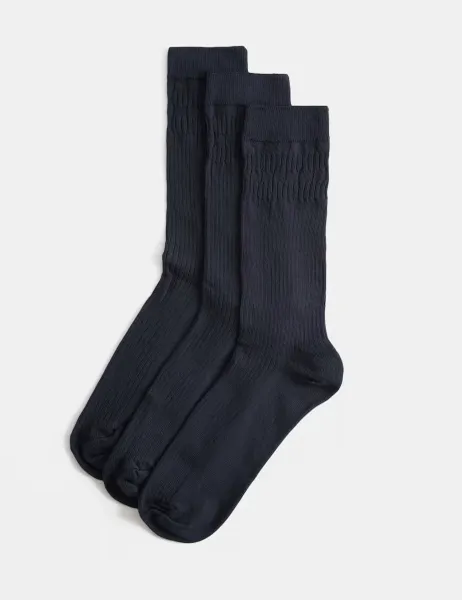 Marks & Spencer 3 Pack Gentle Grip Cool & Fresh Socks Dark Navy