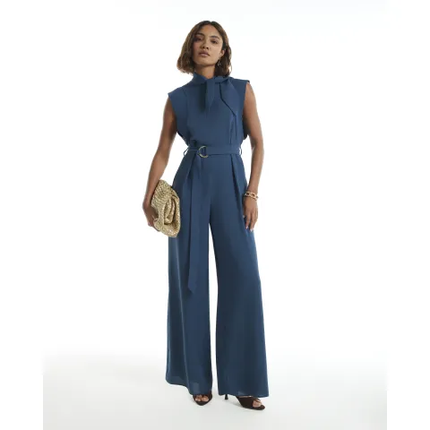 River Island Blue Necktie Jumpsuit