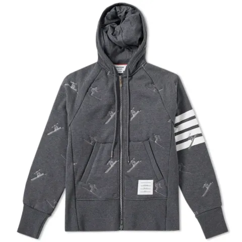 Skier Embroidery Quilted Hoody