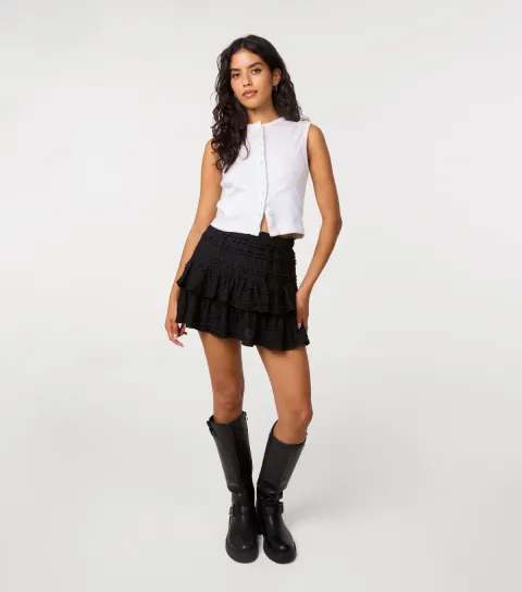 Pink Vanilla Women's Black Frill Rara Mini Skirt
