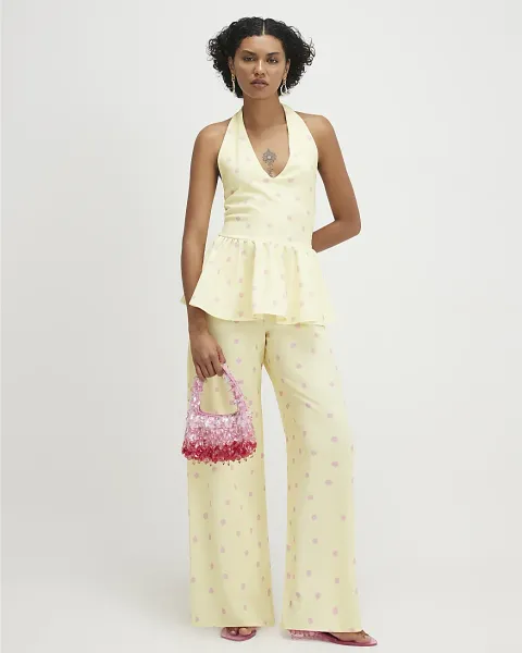 River Island Spot Print Wide Leg Trousers
