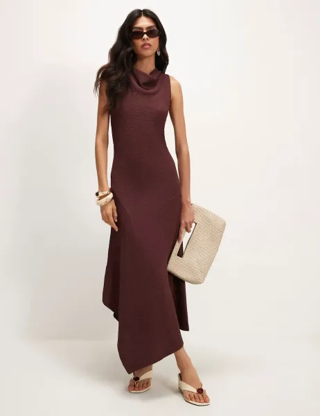 River Island Textured Halter Neck Midi Skater Dress