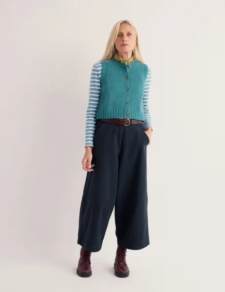 Seasalt Cornwall Merino Wool Rich Button Through Knitted Vest Blue