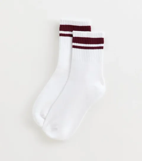 Dark Burgundy Cotton Rich Striped Tube Socks