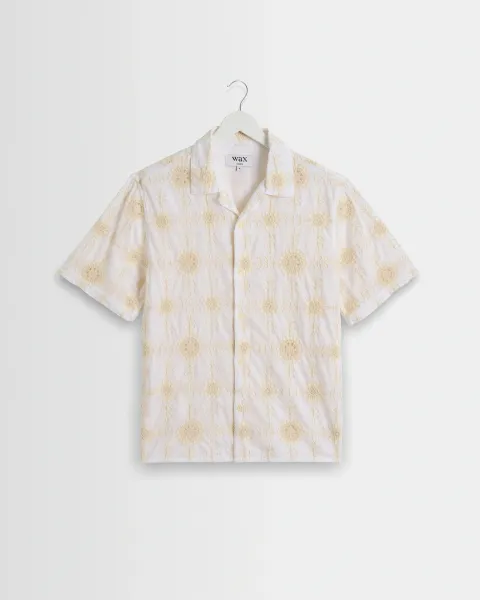 Didcot - White Corded Lace Short-Sleeve Shirt
