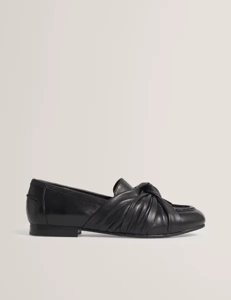 Ted Baker Leather Knot Bow Loafers Black
