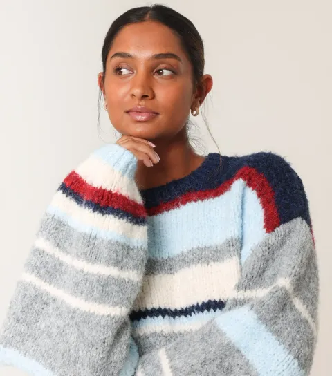 Women's Navy Striped Jumper