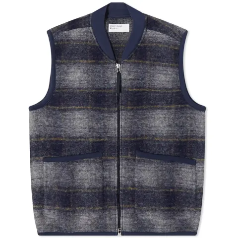 Check Wool Fleece Zip Waistcoat