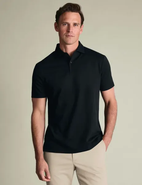 Charles Tyrwhitt Cotton Rich Pique Polo Shirt Black
