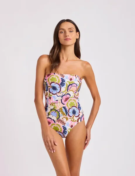 Seafolly Sea Blossom Floral Bandeau Swimsuit Multi
