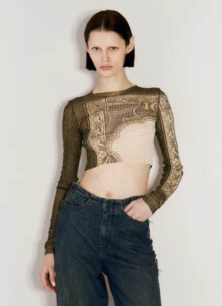 Cartouche Print Crop Top