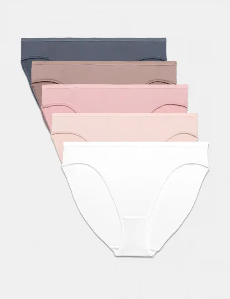 Marks & Spencer 5pk Microfibre High Leg Knickers Brown Haze
