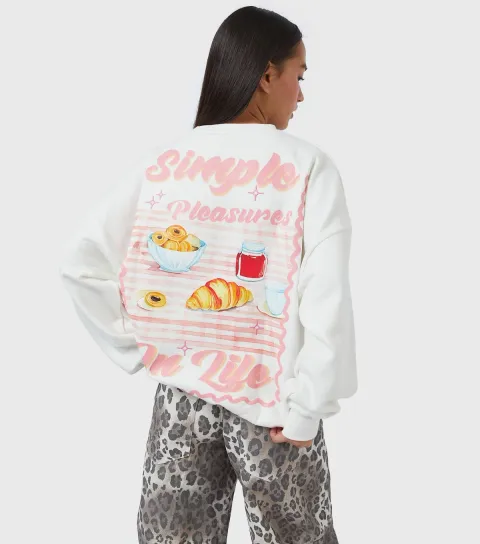 Women's White Simple Pleasures Sweatshirt