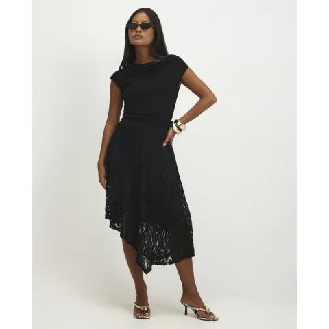 River Island Petite Lace Hybrid Drape Dress