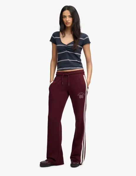 Superdry & Co Cotton Rich Side Stripe Wide Leg Joggers Red
