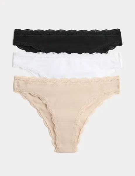 Marks & Spencer 3 Pack Cotton Rich Brazilian Knickers Opaline Mix