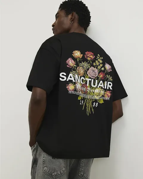 River Island Oversized Cotton Flower Print T-Shirt