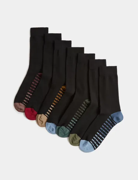 Marks & Spencer 7 Pack Cool & Fresh Cotton Rich Socks Black Mix