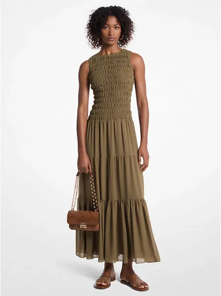 Smocked Georgette Tank Dress