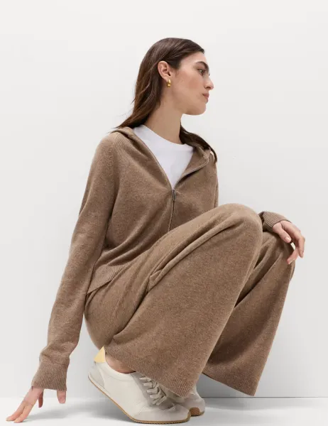 Marks & Spencer Air-Yarn Wide Leg Knitted Trousers Hazelnut
