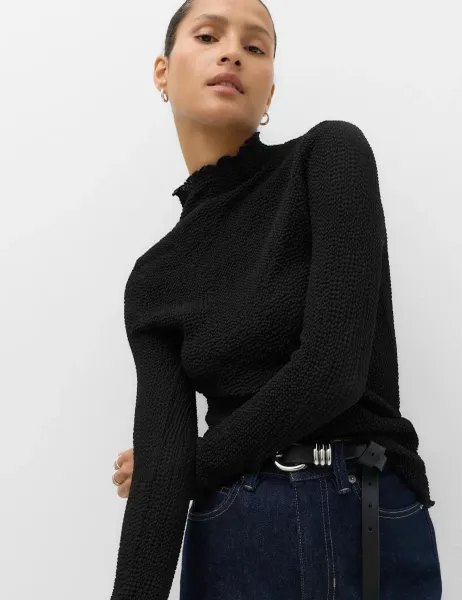 Marks & Spencer Textured High Neck Top Black