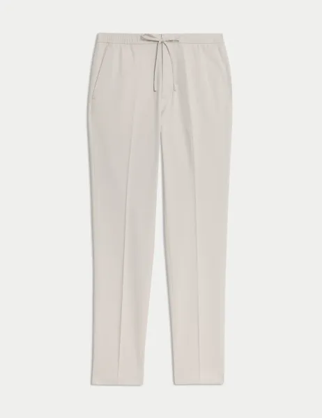 Marks & Spencer Tapered Fit Elasticated Trousers Light Grey