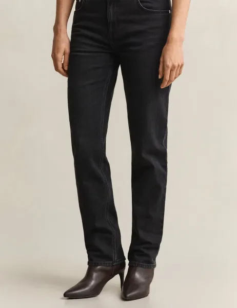 Gant Mid Rise Straight Leg Jeans Black