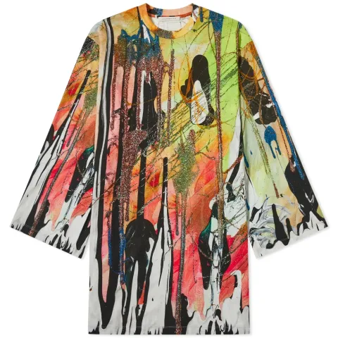 Long Sleeve Oversize Mindscape Print Dress
