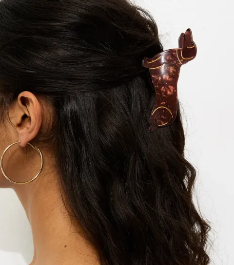 Brown Sausage Dog Hair Claw Clip