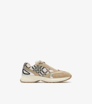 Nylon, Suede and Leather Eclipse Sneakers in Flax beige/silver