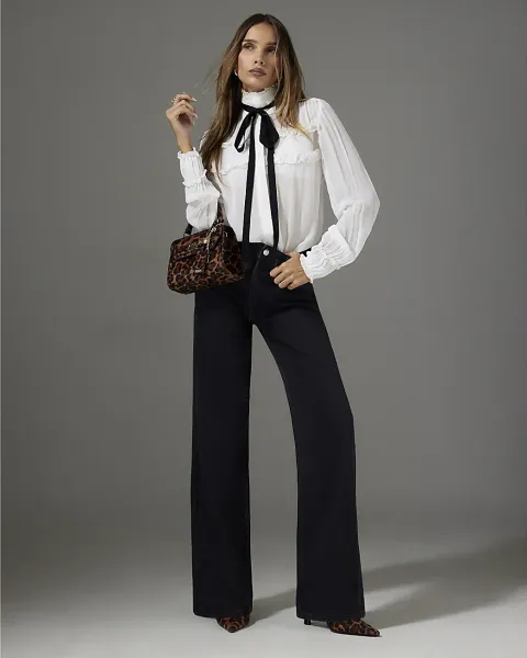 River Island High Waisted Relaxed Flare Jeans