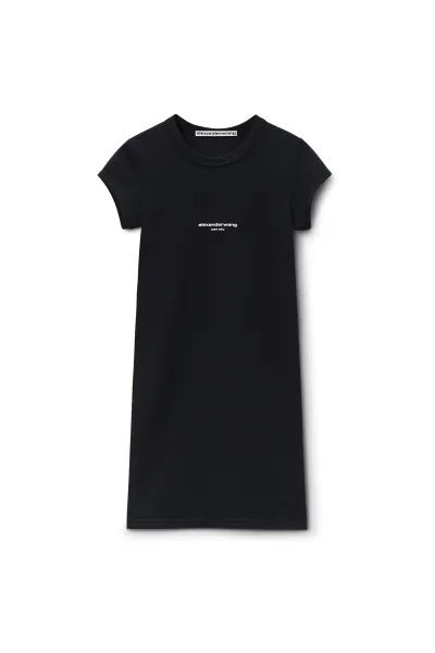 LOGO FITTED SHORT SLEEVE MINI DRESS
