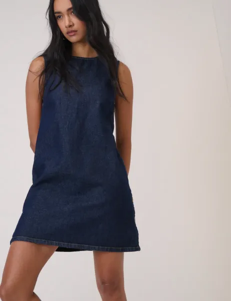 Nobody's Child Denim Button Detail Mini Slip Dress