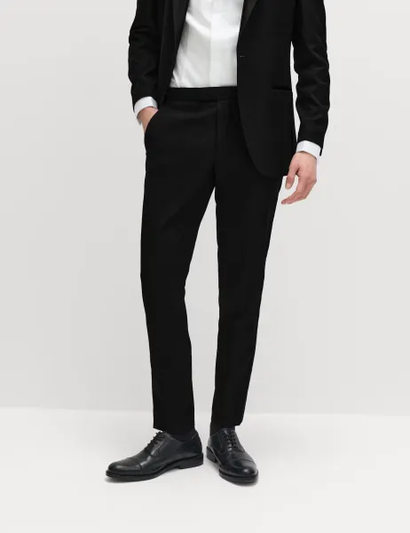 Marks & Spencer Skinny Fit Stretch Tuxedo Trousers Black