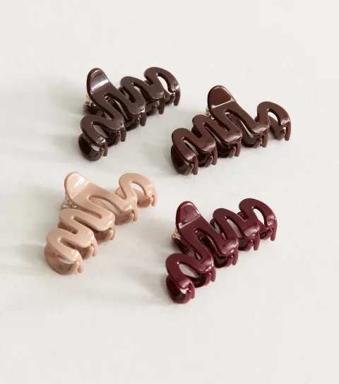 Multicolour Pack of 4 Mini Wiggly Hair Claw Clips