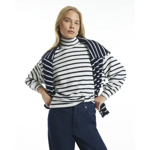 River Island Stripe Cosy Twist Front Long Sleeve Top