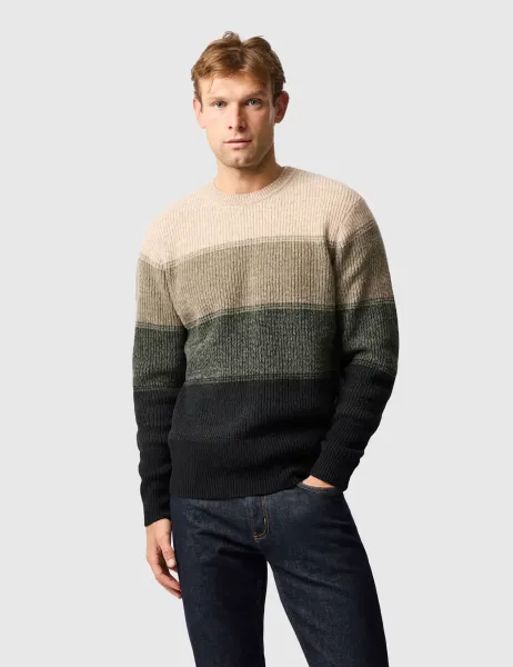 Rodd & Gunn Pure Lambswool Colour Block Jumper Dark Green Mix