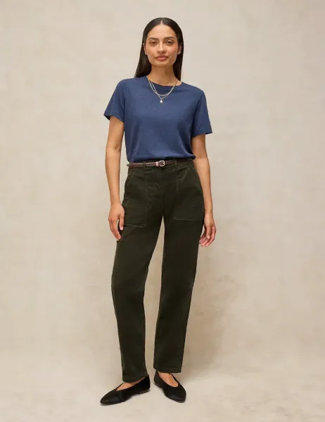 White Stuff Twister Cotton Rich Cord Tapered Trousers Green