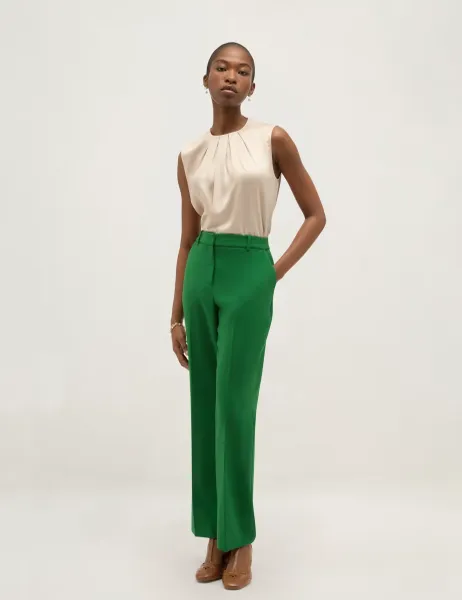 Hobbs High Waisted Straight Leg Trousers Green