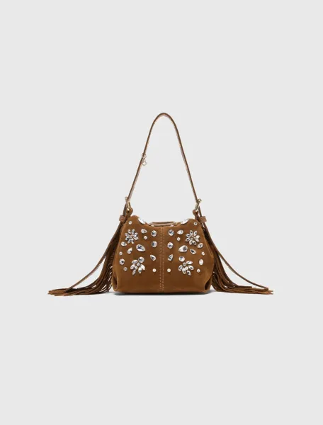 Miss M micro suede bag with rhinestones