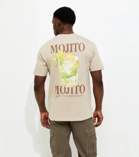 Men's Off White Regular Cotton Mojito T-Shirt