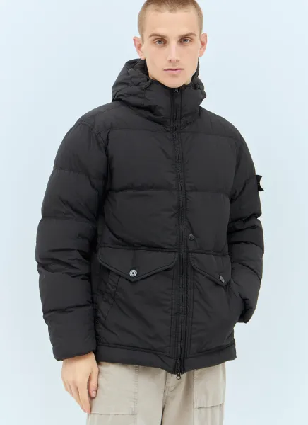 Crinkled Hooded Down Jacket