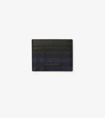 City Check Card Case in Navy - Men, Cotton, Technical