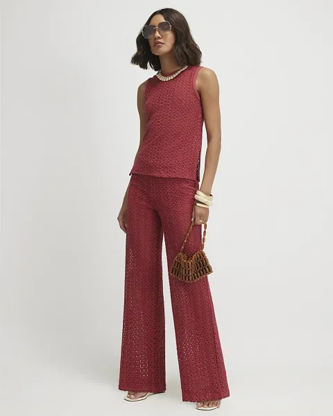 River Island Crochet Wide Leg Trousers
