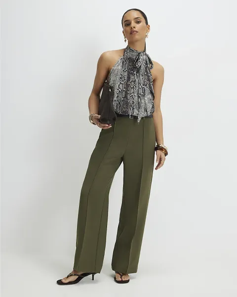 River Island Petite Belted Straight Leg Trousers