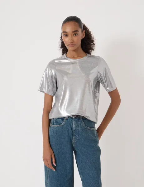 HUSH Metallic T-Shirt Silver