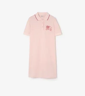 Heart Knight Cotton Polo Shirt Dress in Compact pink