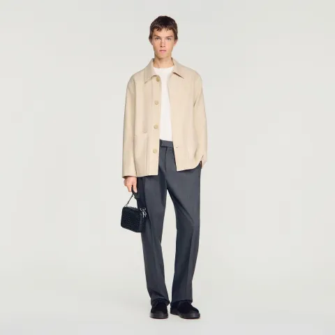 Straight buttoned wool jacket